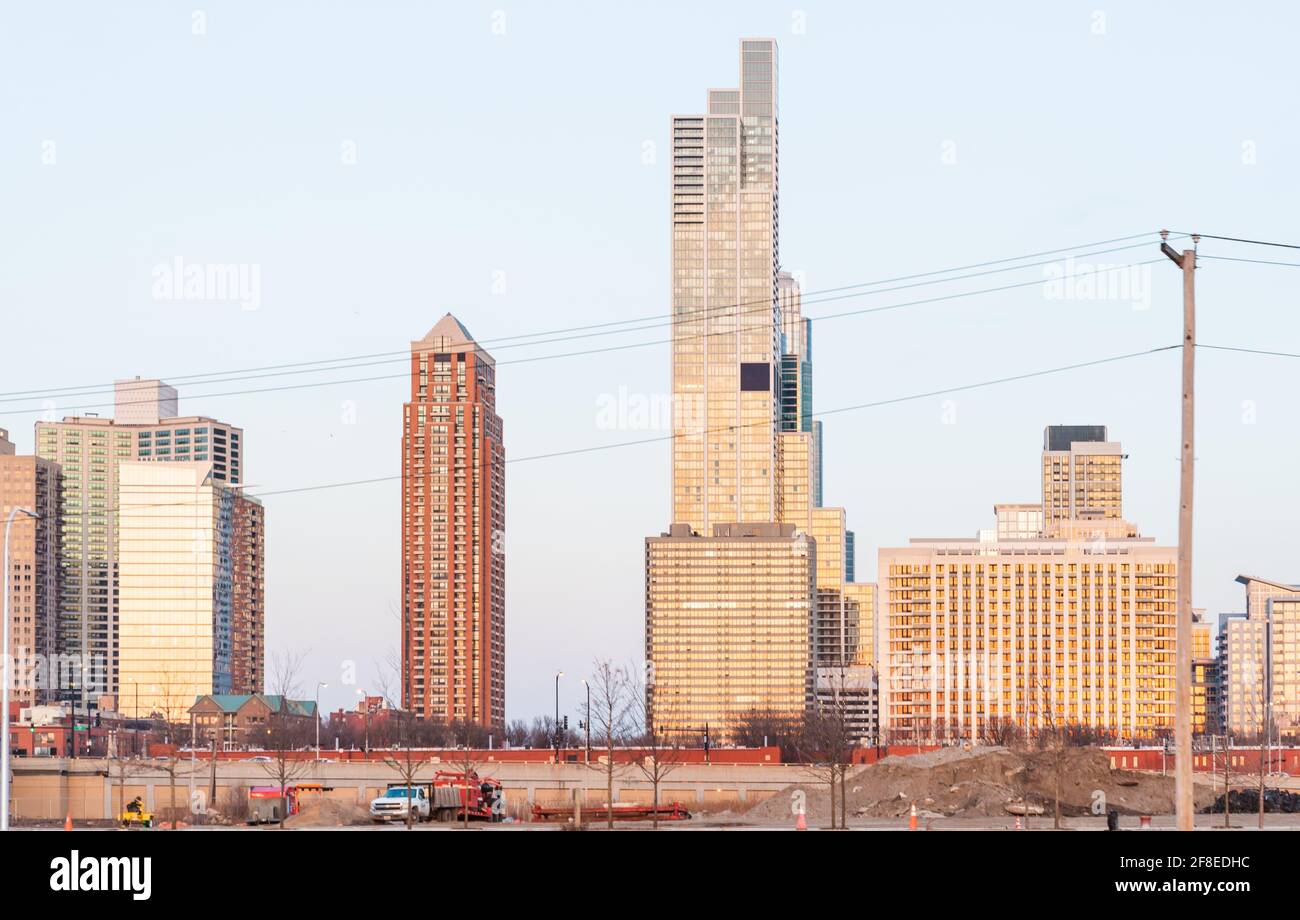 Horizon du centre-ville de Chicago pendant la journée. Banque D'Images