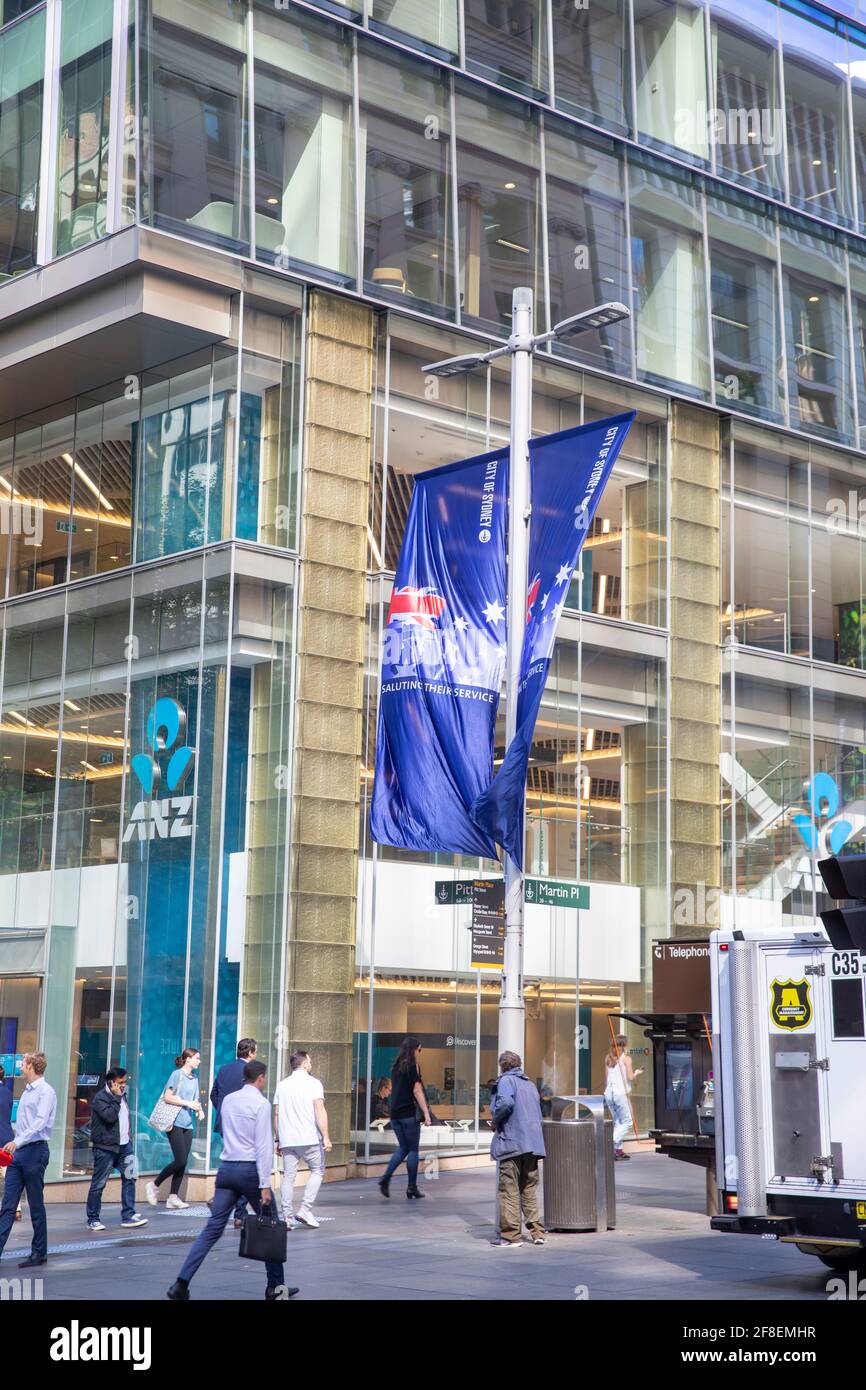 Succursale de la banque ANZ à Martin place à Sydney Centre, Nouvelle-Galles du Sud, Australie Banque D'Images