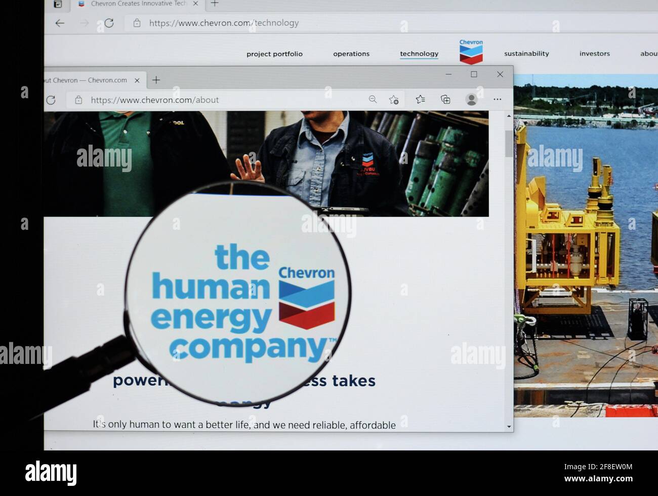 Chevron Corporation est une multinationale américaine de l'énergie. Une société successeur de Standard Oil, elle a son siège social à San Ramon, en Californie Banque D'Images