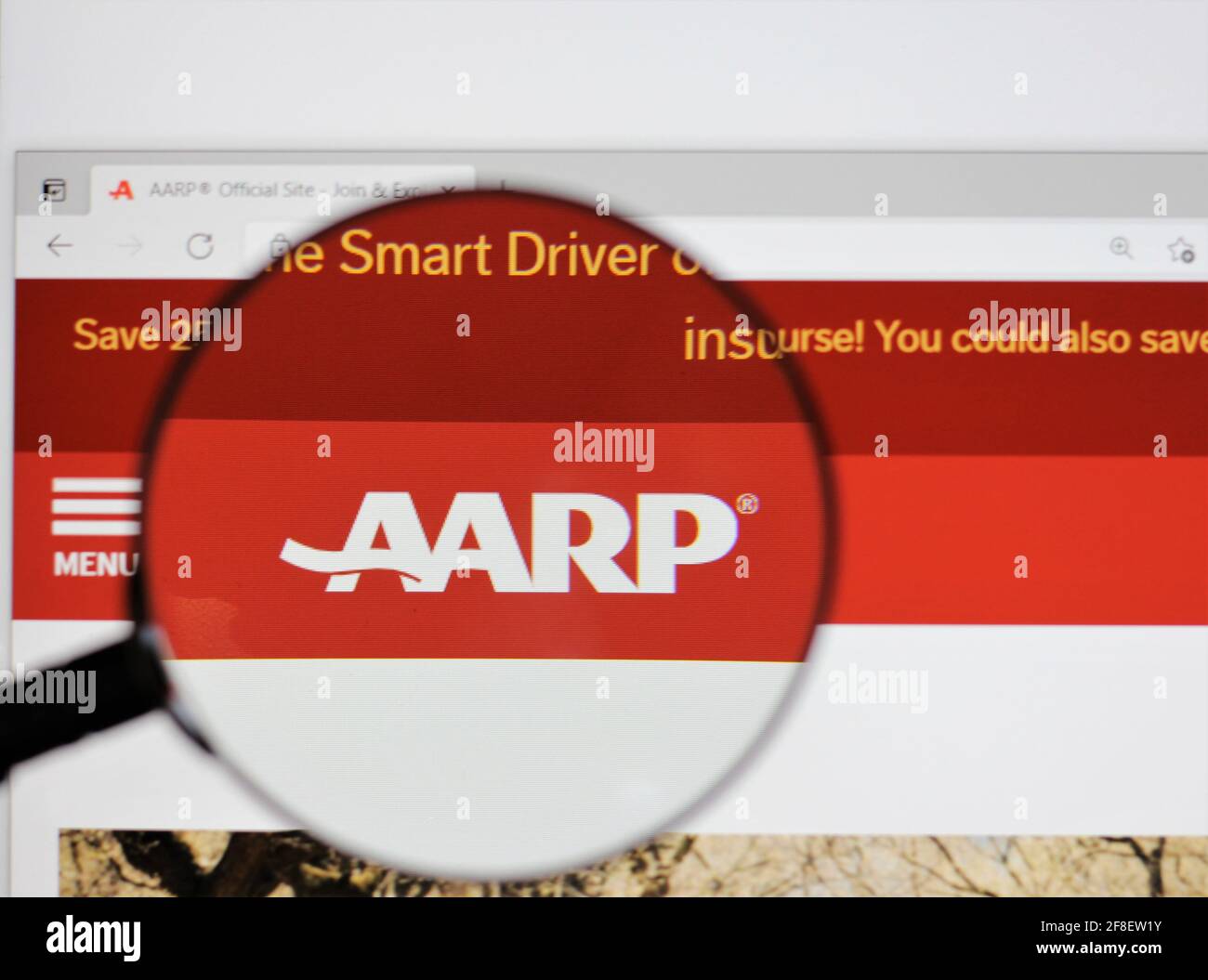 AARP est la plus grande organisation non partisane à but non lucratif du pays, avec des avantages pour les membres qui se concentrent sur les personnes de plus de 50 ans. Sécurité de classe moyenne. Banque D'Images