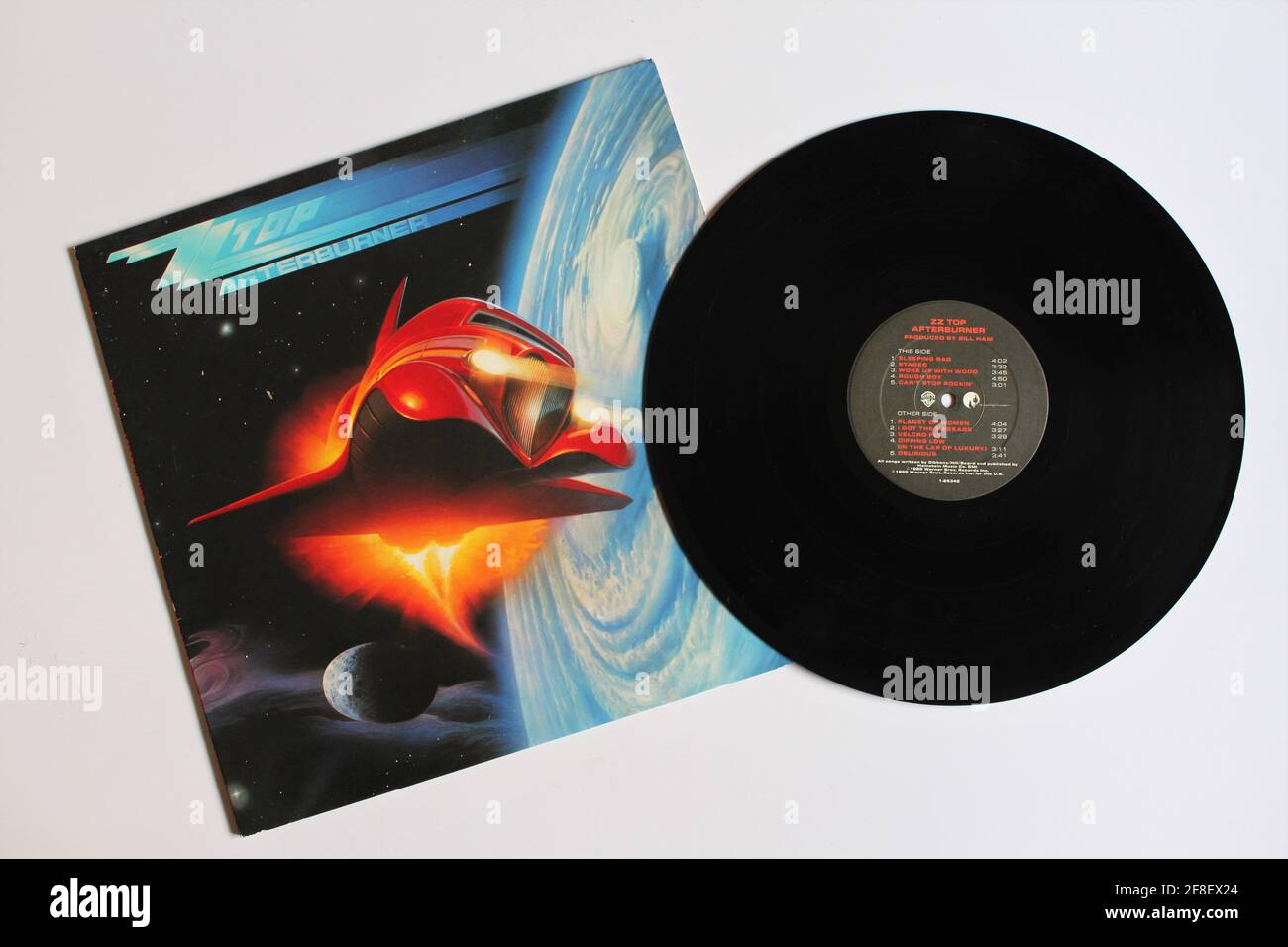 Rock et Synthrock groupe, ZZ Top album de musique sur vinyle disque LP. Intitulé : Afterburner Banque D'Images
