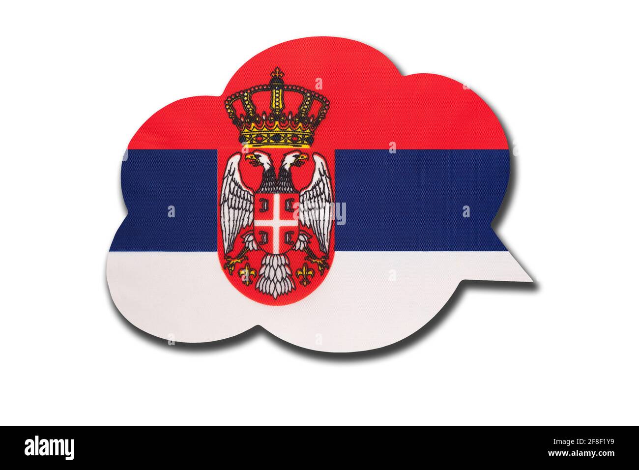 bulle de discours 3d avec drapeau national de Serbie isolé sur fond blanc. Parlez et apprenez la