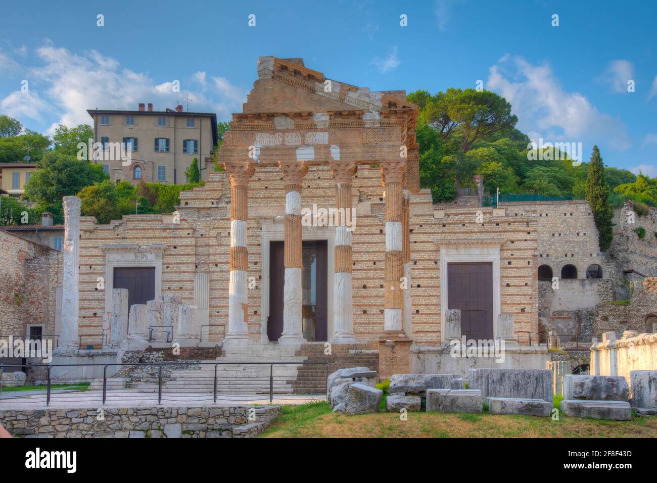 Ruines romaines de Tempio Capitolino à Brescia, Italie Banque D'Images