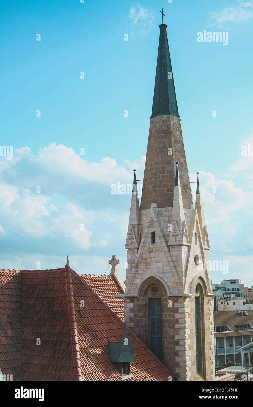 Tour de l'horloge de l'église d'Emmanuel à tel Aviv Jaffa Banque D'Images