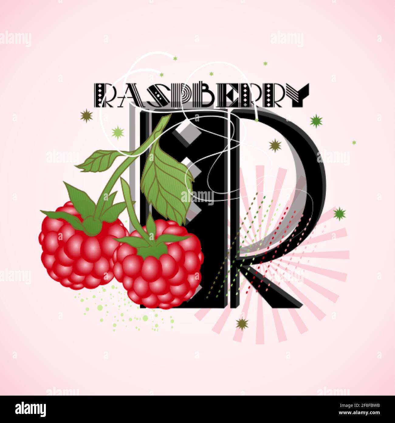 La lettre R et Raspberry sur un fond abstrait lumineux Illustration de Vecteur
