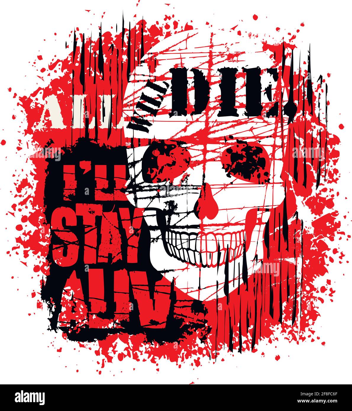 Inscrivez-gothique avec tête de mort, grunge vintage design t shirts Illustration de Vecteur