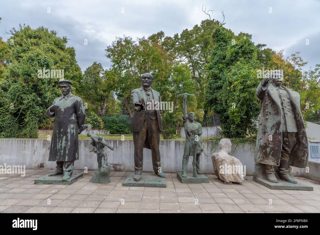 Statues de Staline, Lénine et Hoxha à Tirana, Albanie Banque D'Images