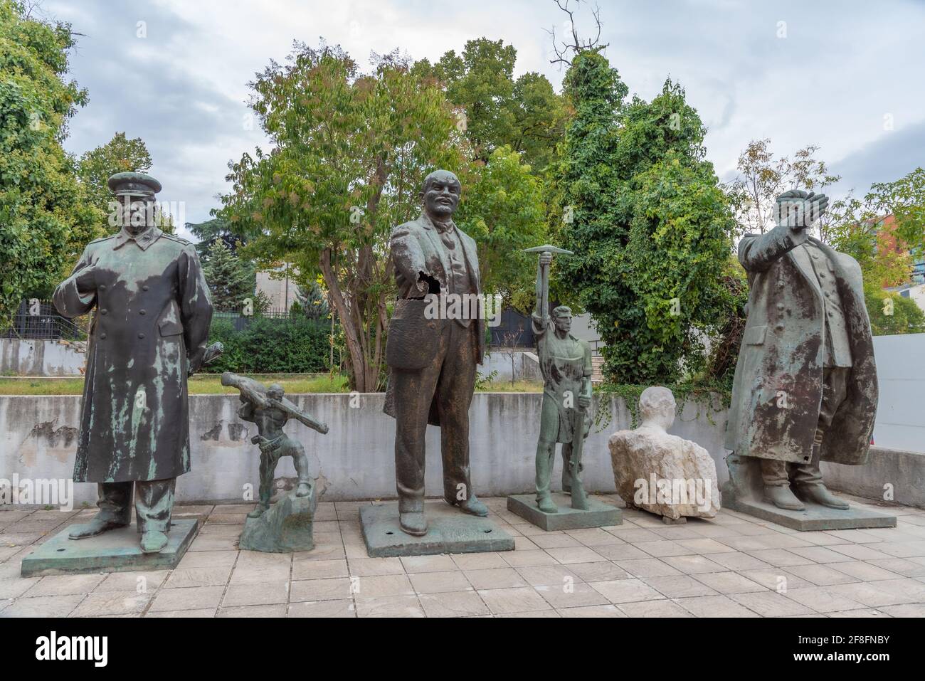 Statues de Staline, Lénine et Hoxha à Tirana, Albanie Banque D'Images