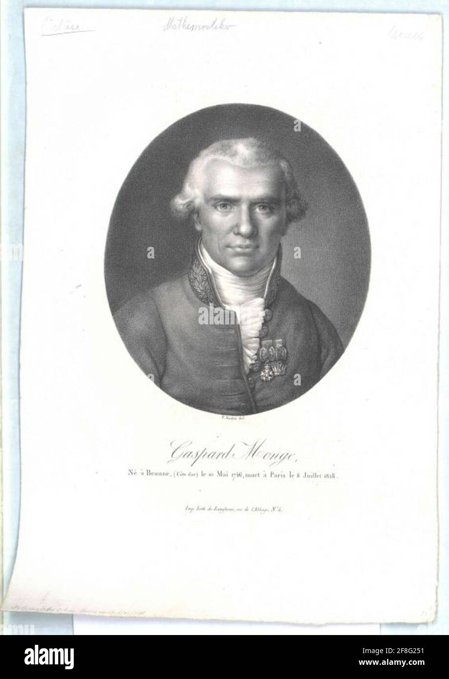 Monge, comte peluses, gaspard. Banque D'Images