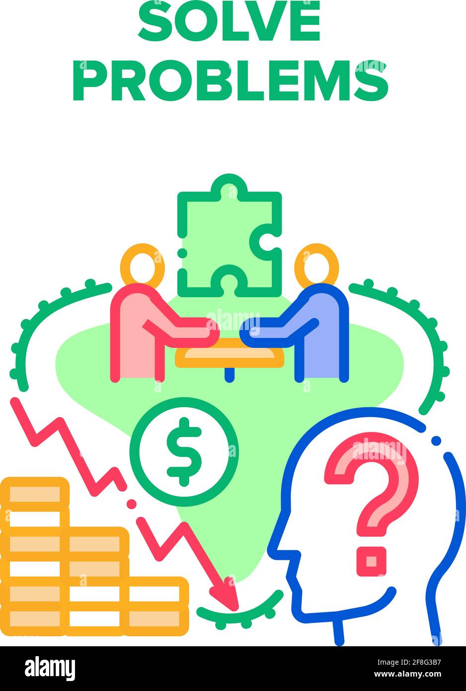 Résolution des problèmes concept vectoriel couleur Illustration Illustration de Vecteur