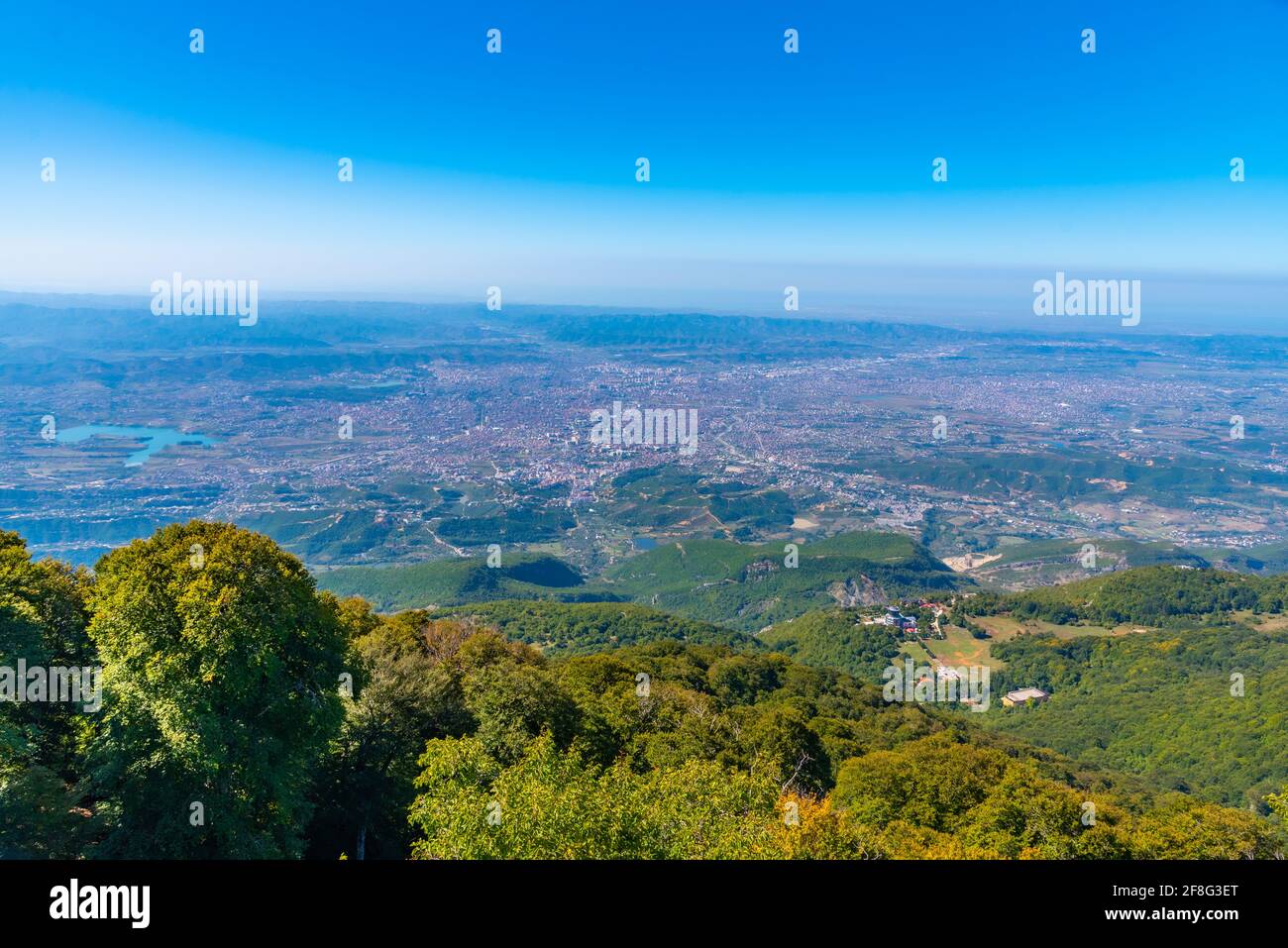 Vue aérienne de Tirana depuis la montagne Dajti en Albanie Banque D'Images