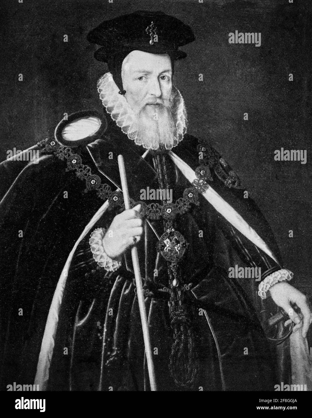 William Cecil, le 1er baron Burghley(1520-1598) était un homme d'État anglais et le conseiller en chef de la reine Elizabeth I pendant la majeure partie de son règne, deux fois secrétaire d'État (1550-1553 et 1558-1572) et Lord Haut trésorier de 1572. Pour Cecil, le principal objectif de la politique anglaise était la création d'une île britannique unie et protestante. Ses méthodes étaient d'achever le contrôle de l'Irlande et de forger une alliance avec l'Écosse. Banque D'Images