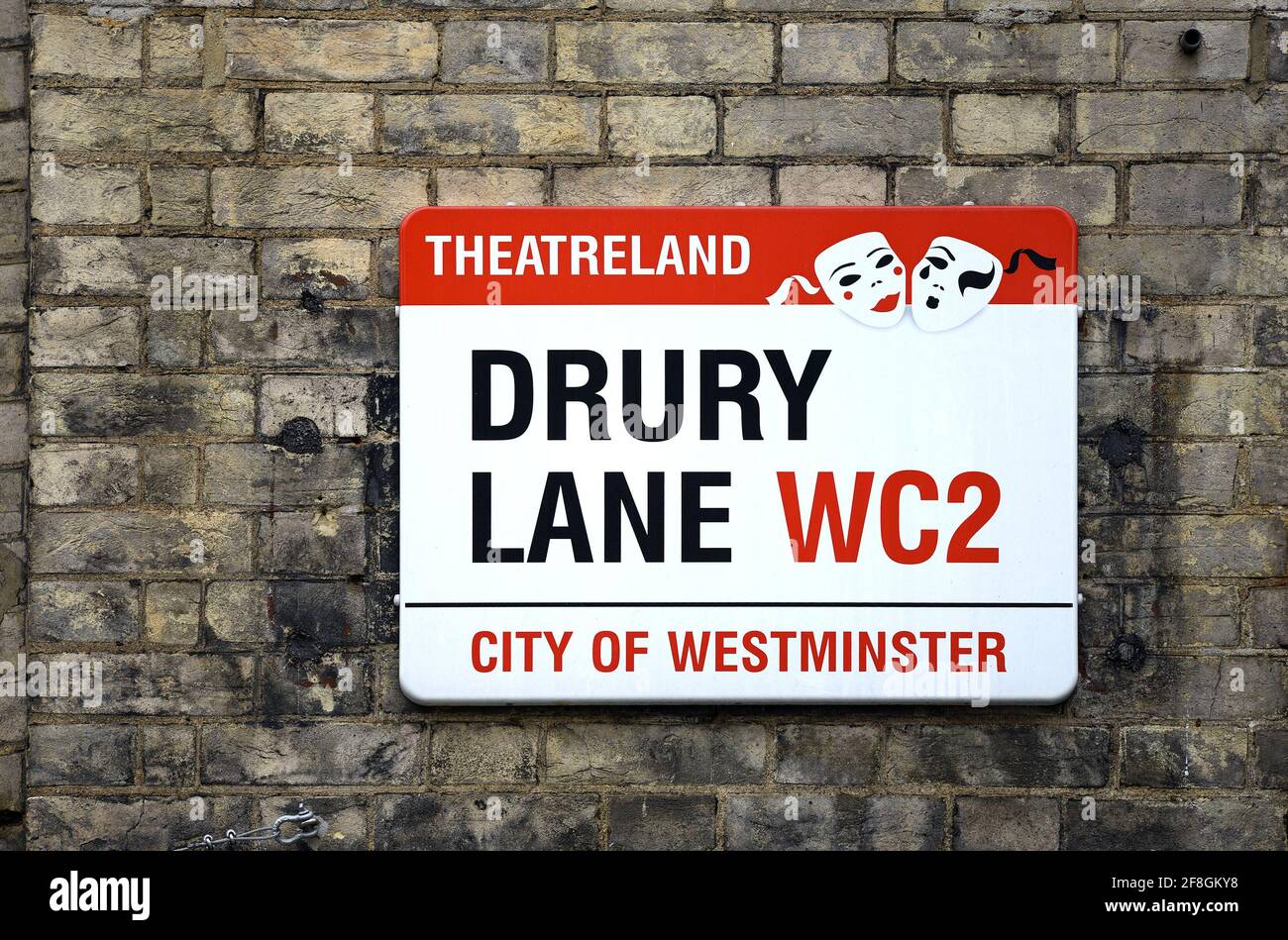 Londres, Angleterre, Royaume-Uni. Panneau de rue : Drury Lane, WC2 Banque D'Images