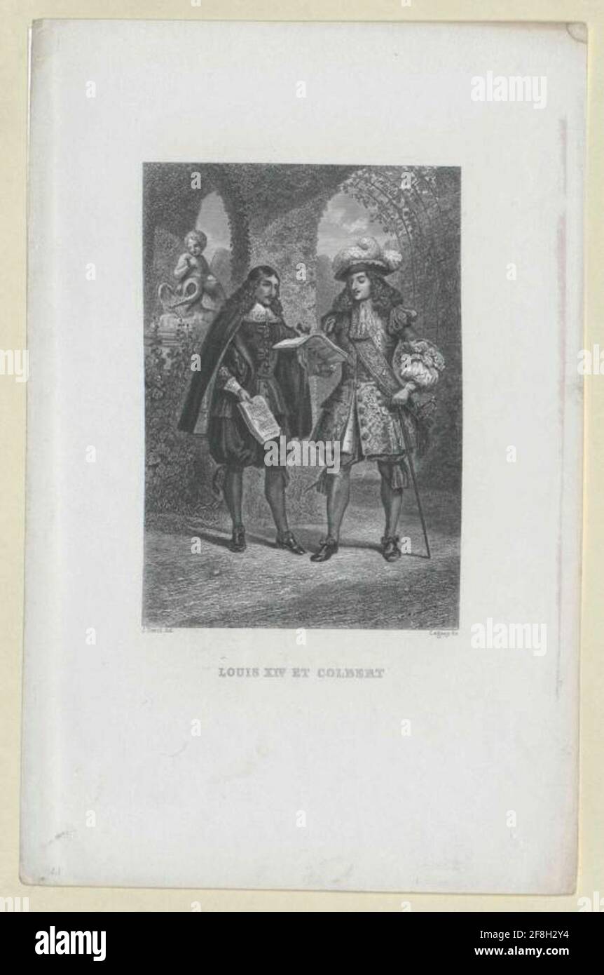 Ludwig XIV., roi de France dessin de Jérome David, joué dans un point d'Etienne Charles Leguay Banque D'Images