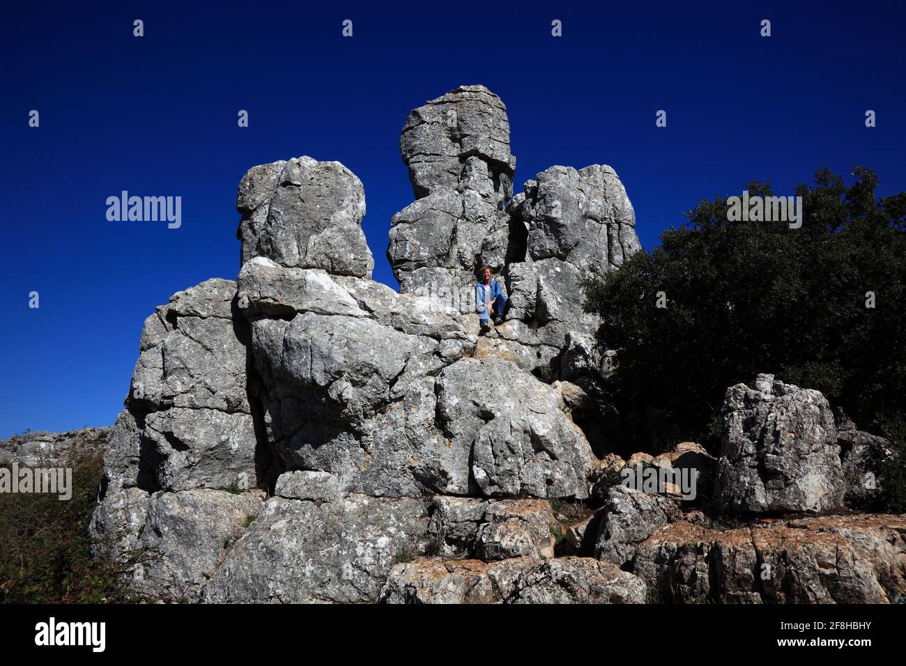 El Torcal, Paraje Natural Torcal de Antequera, El Torcal de Antequera est une réserve naturelle de la Sierra del Torcal, Andalousie, Províz Banque D'Images