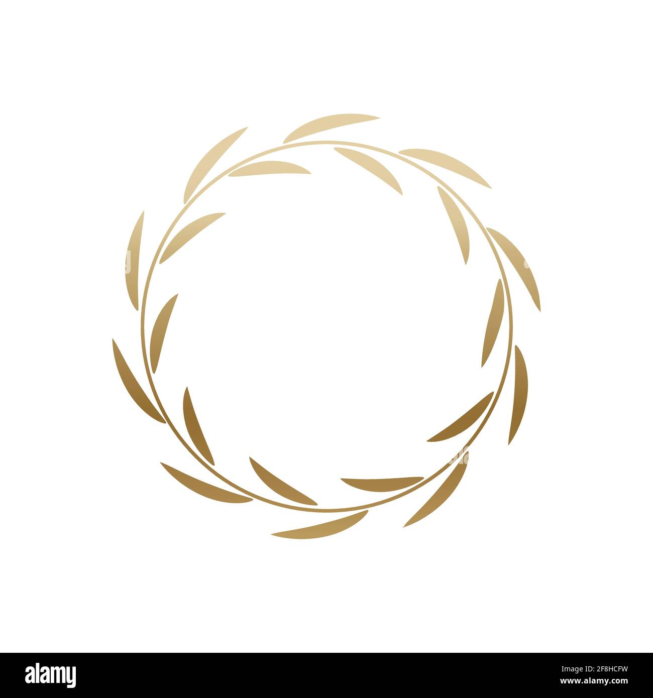 Couronne dorée. Bague avec feuilles dorées, logo de récompense de cercle ou illustration vectorielle d'emblème. Badge circulaire romain pour anniversaire, weddin Illustration de Vecteur