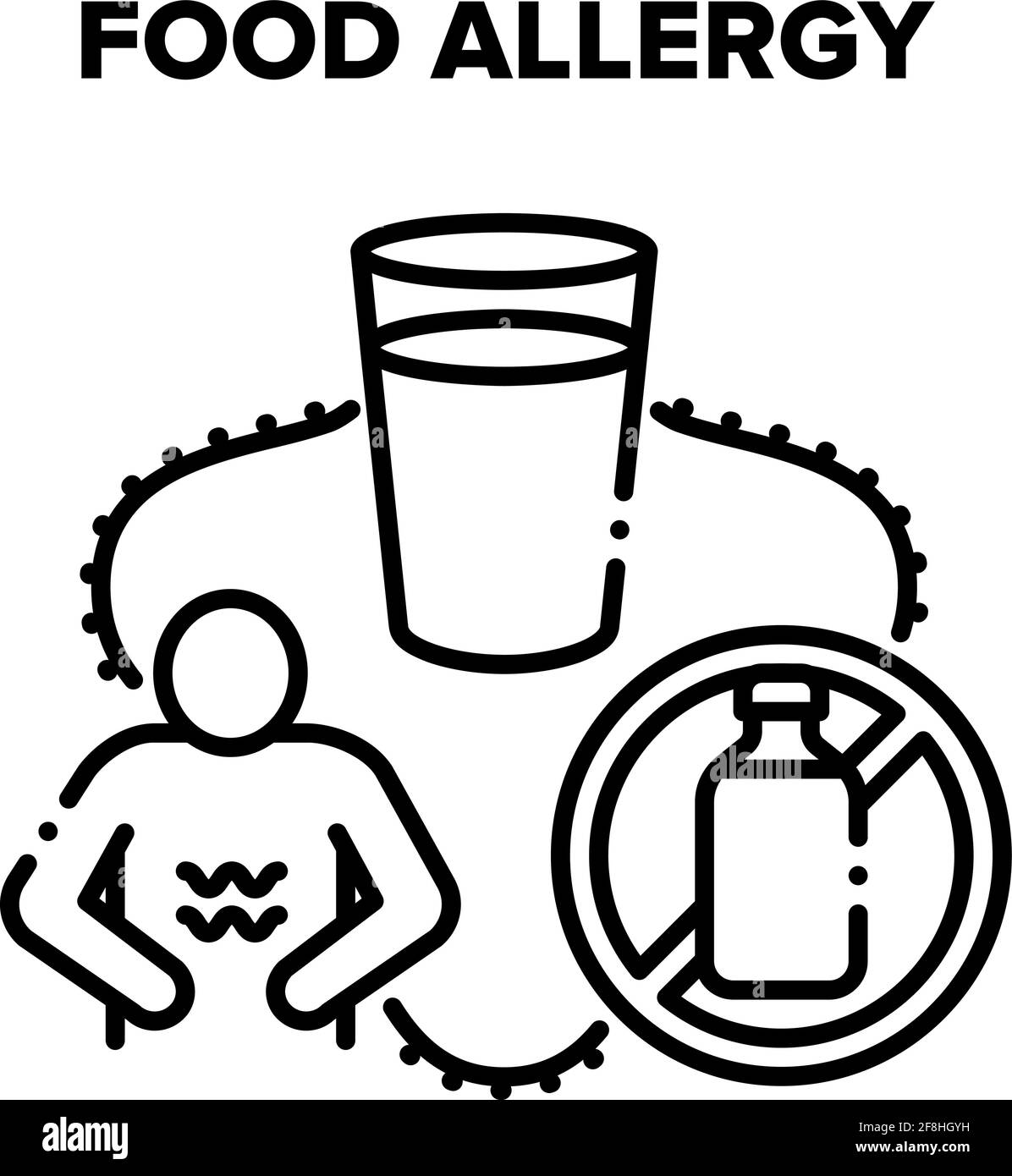 Illustration noire du vecteur d'allergie alimentaire Illustration de Vecteur