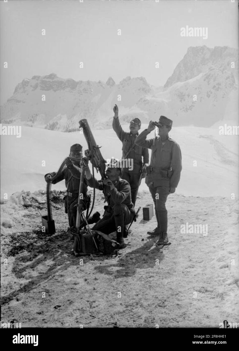 Mitrailleuse antiaérienne au Kompanie Landsturm 152, sur Lanzenkopf. X. tuyau de Commando de l'Armée. Banque D'Images