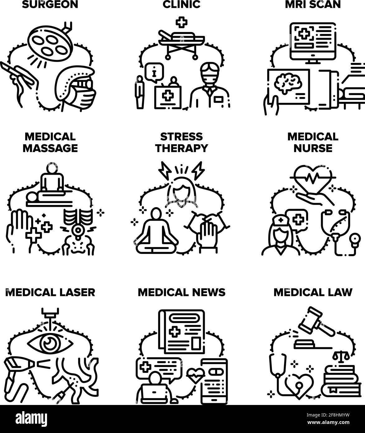 Medical Clinic Set Icons Vector Black Illustration Illustration de Vecteur