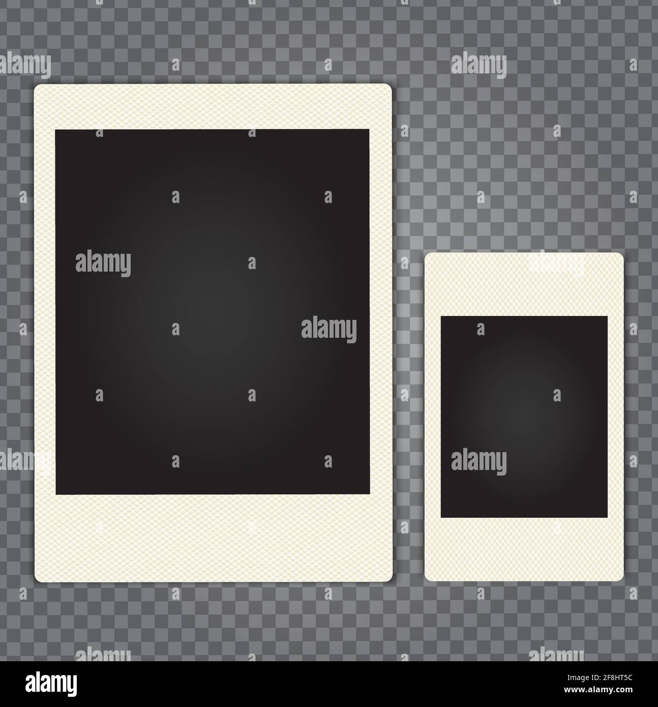 Cadre photo en papier vectoriel de style rétro avec ombres transparentes sur la grille démonstrative, espace de copie et emplacement pour la prise de vue personnalisée Illustration de Vecteur