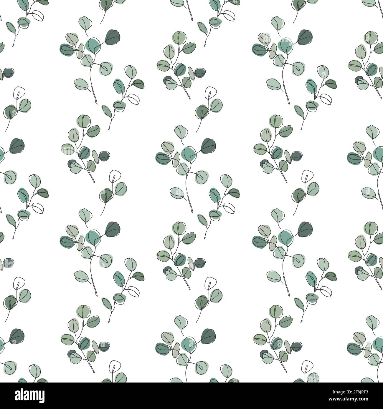 Branches d'eucalyptus dans un style moderne de style art simple ligne, motif sans couture. Dessin de ligne continue, contour esthétique pour textile, emballage, fonds d'écran Illustration de Vecteur