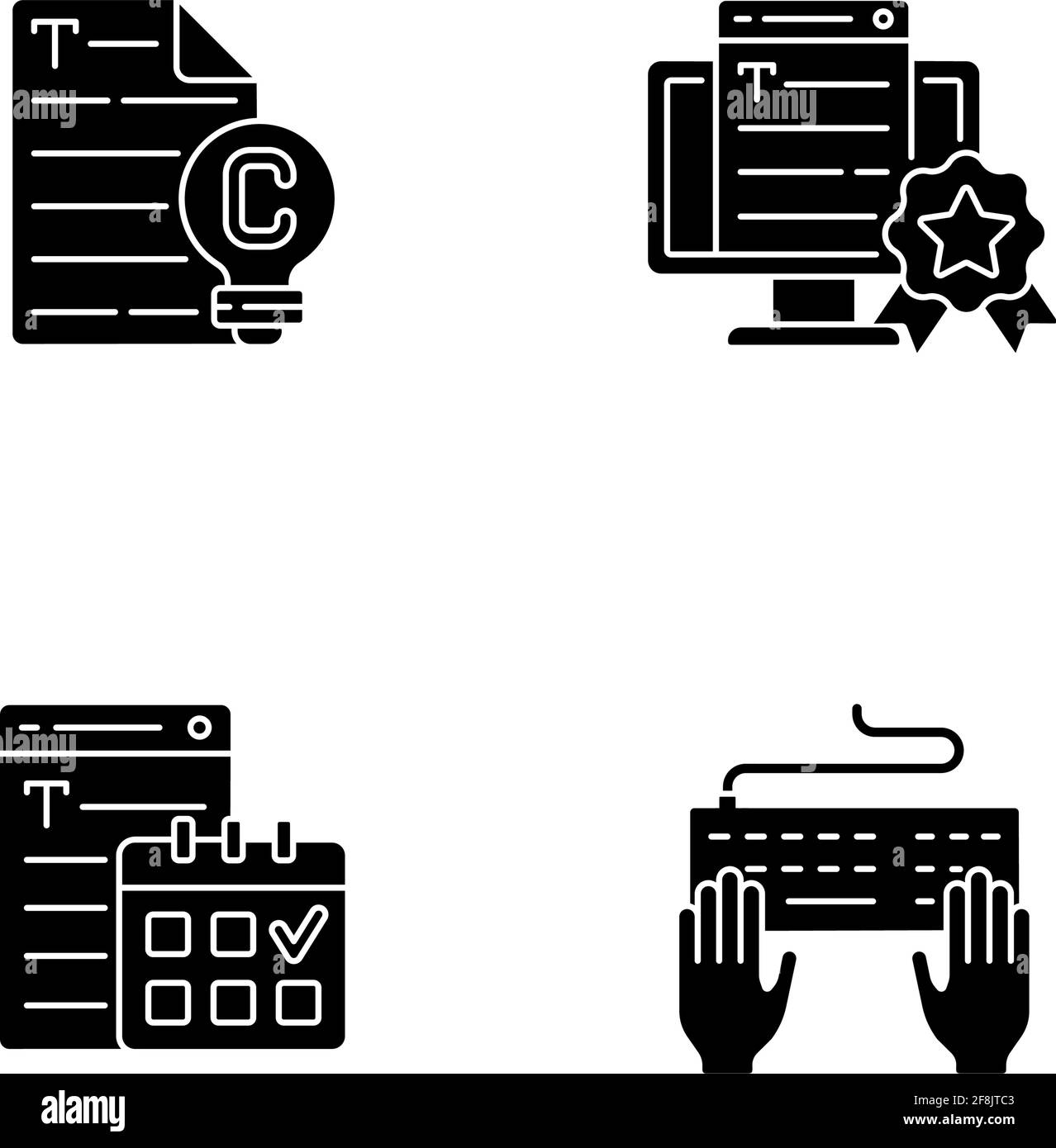 SEO text icônes de glyphe noir définies sur un espace blanc Illustration de Vecteur