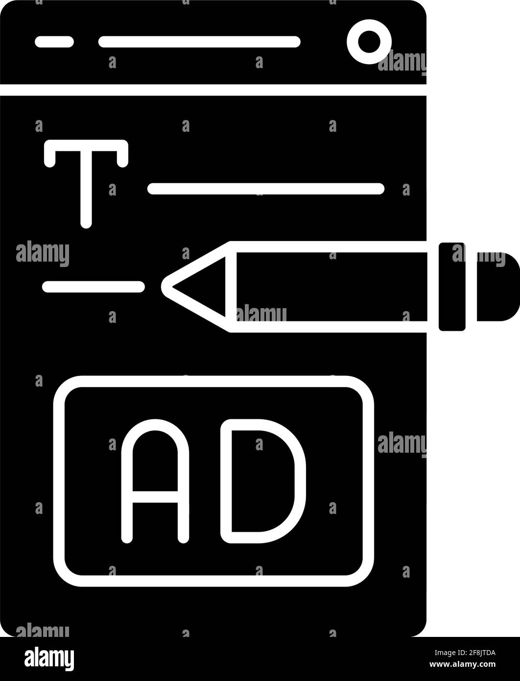 Écriture de texte ADS icône de glyphe noir Illustration de Vecteur