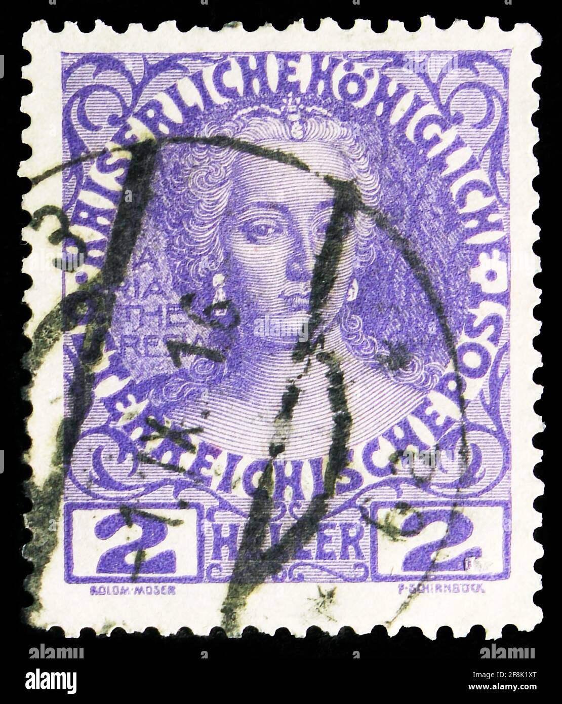 MOSCOU, RUSSIE - 7 OCTOBRE 2019: Timbre-poste imprimé en Autriche montre l'impératrice Maria Theresia (1740-80) de Martin von Meytens, série Jubilee, vers Banque D'Images