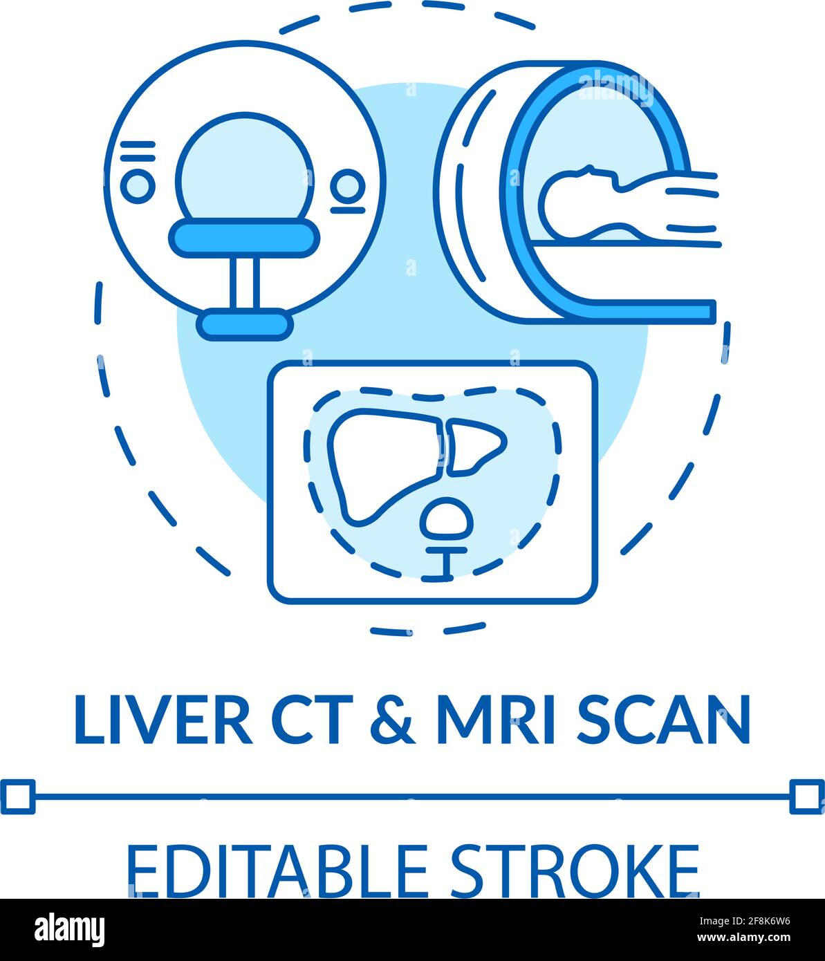 Icône de concept d'acquisition CT et IRM du foie Illustration de Vecteur