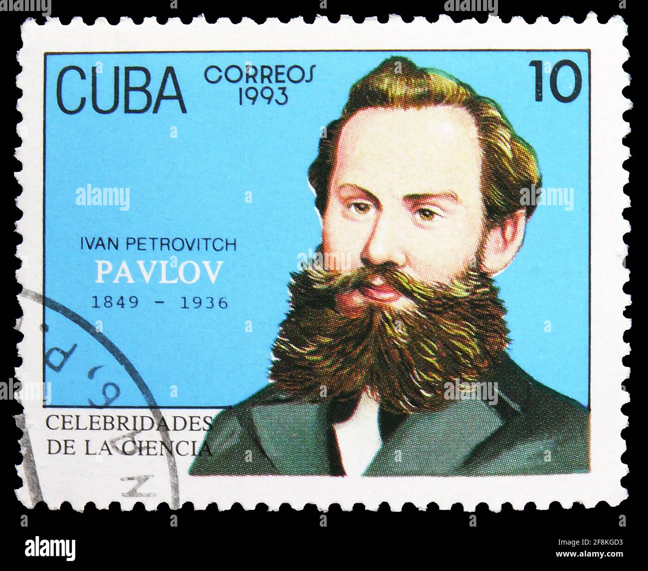 MOSCOU, RUSSIE - 10 NOVEMBRE 2019 : le timbre-poste imprimé à Cuba montre Ivan Petrovich Pavlov, série des prix Nobel, vers 1993 Banque D'Images