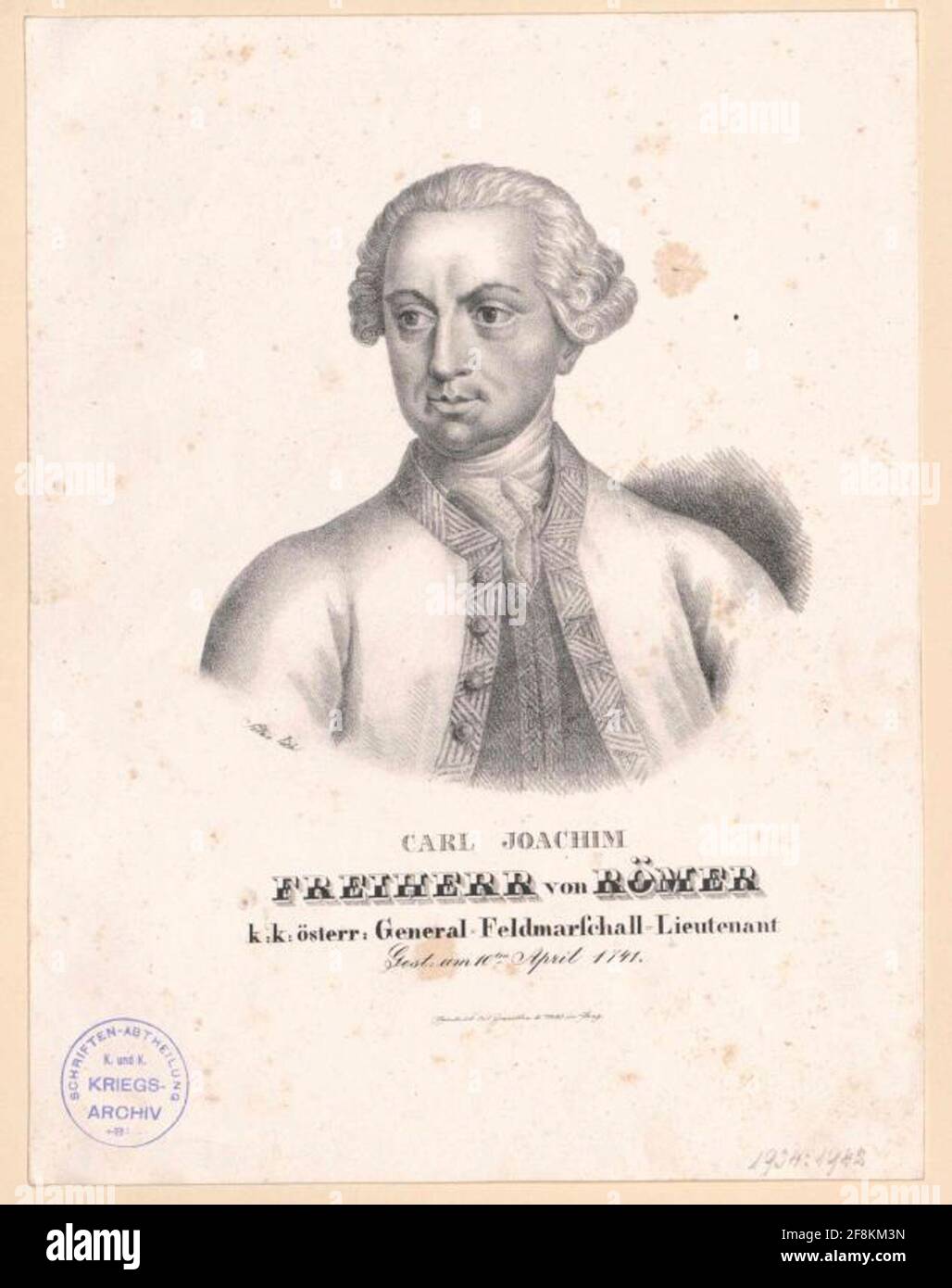 Romains, Karl Joachim Freiherr von. Banque D'Images