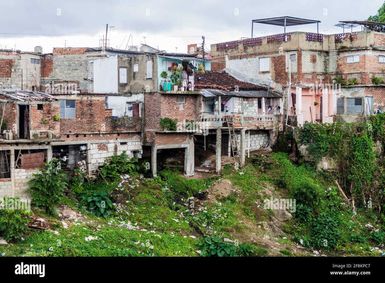 Maisons en ruine à Sancti Spiritus, Cuba Banque D'Images