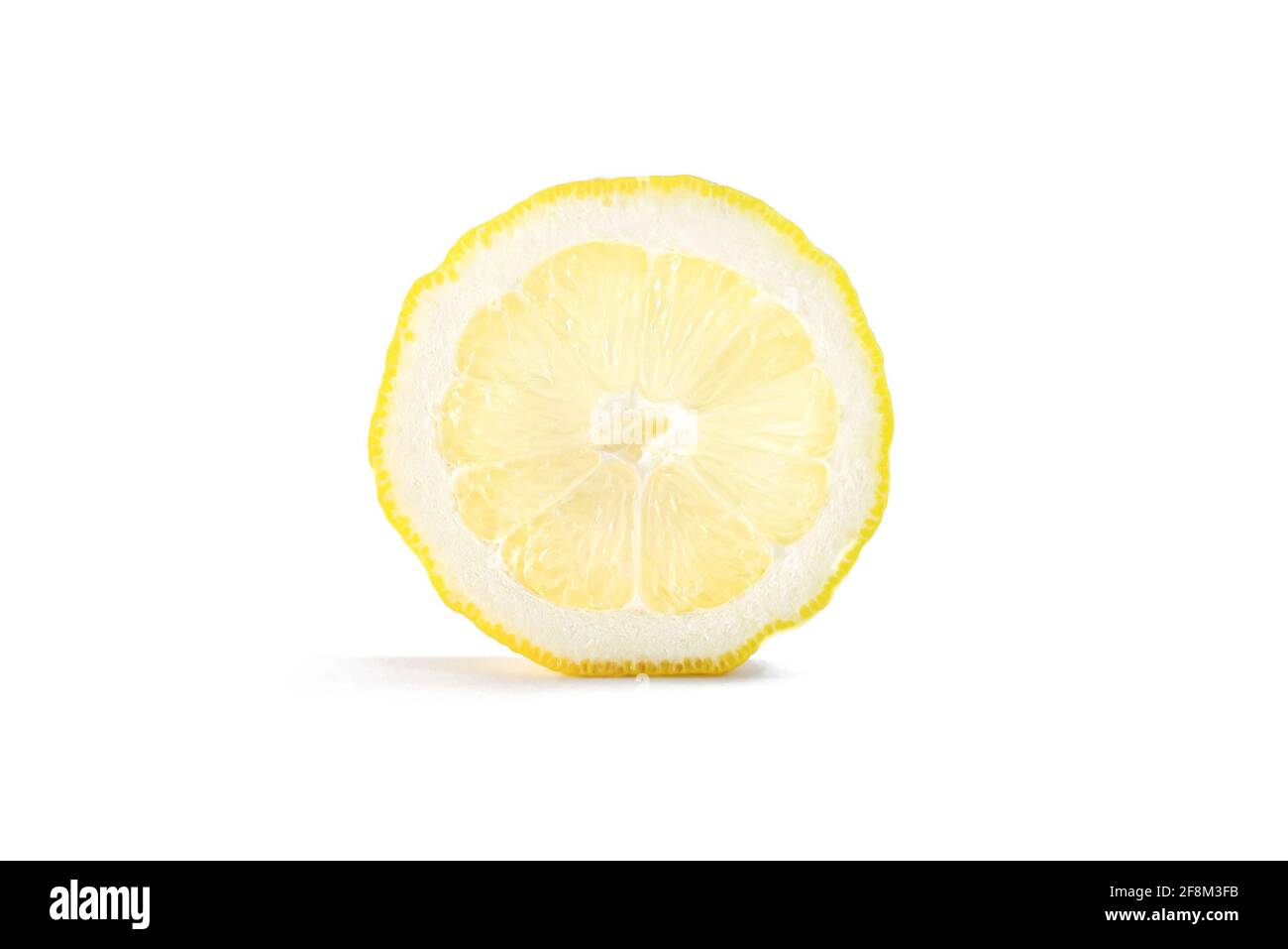Tranche de citron isolée sur blanc avec ombre. Avec masque. Banque D'Images