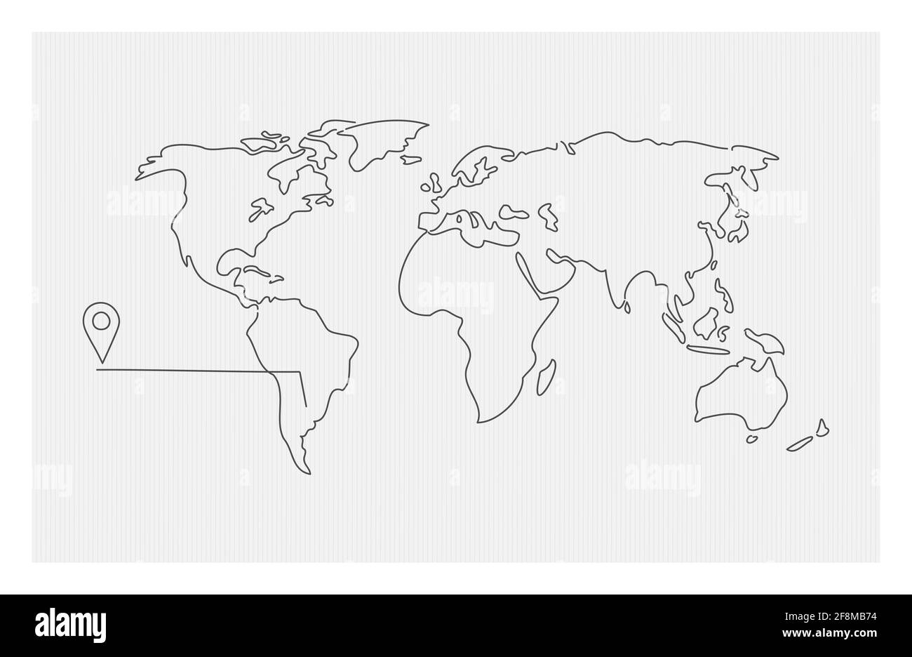 Carte du monde Doodle avec géotag. Vecteur simple plat pour les présentations. Illustration de Vecteur