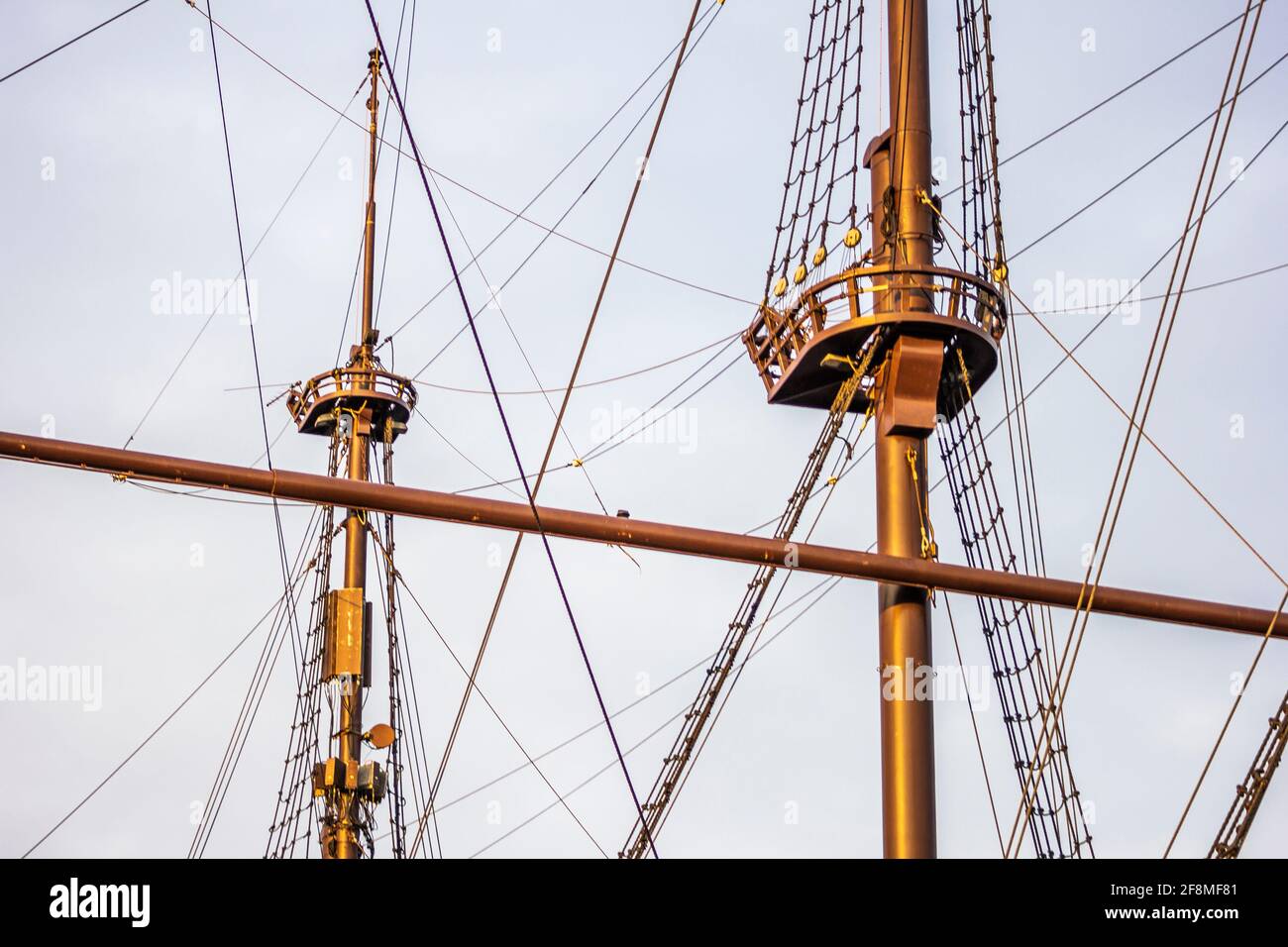 Système de voiles sur navire néerlandais du XVIIe siècle.concept histoire navigation marine Banque D'Images