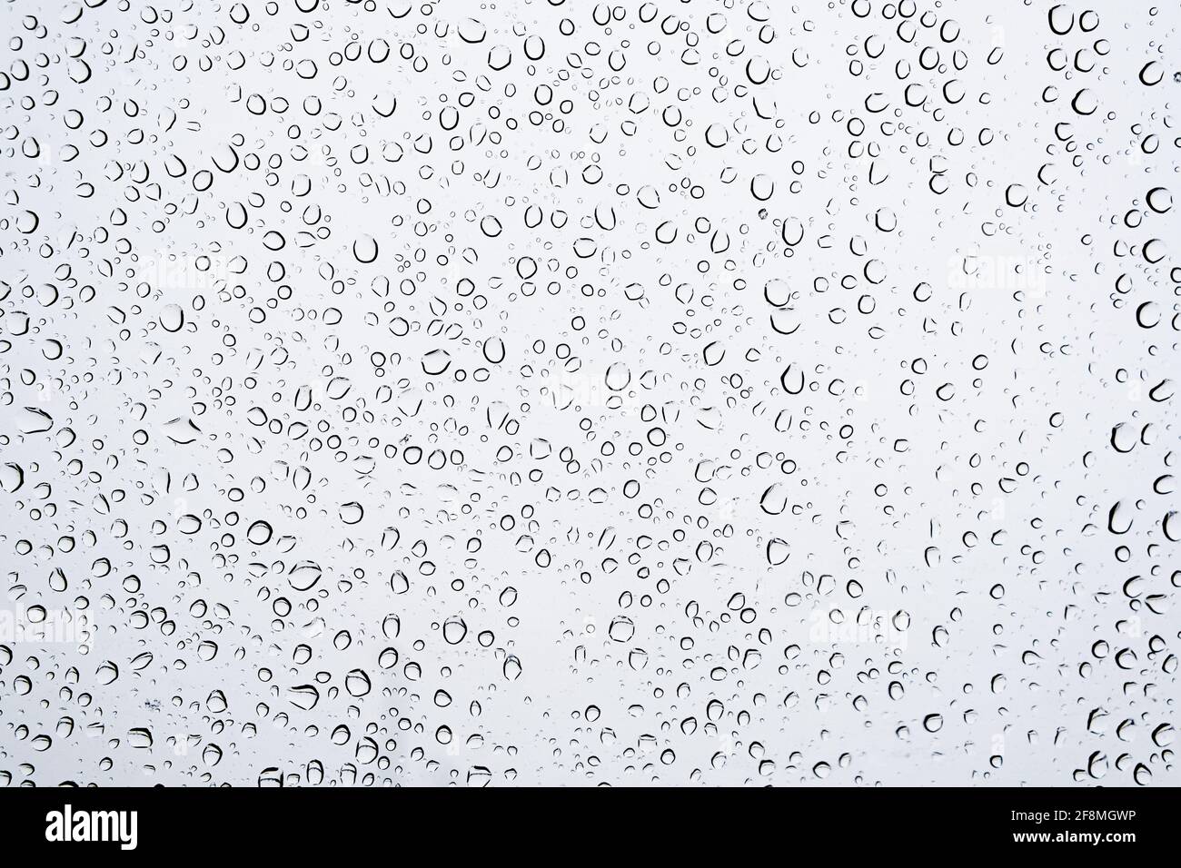 Gros plan gouttes d'eau sur la fenêtre verre lors d'un automne pluvieux. Pluie temps humide fond Banque D'Images