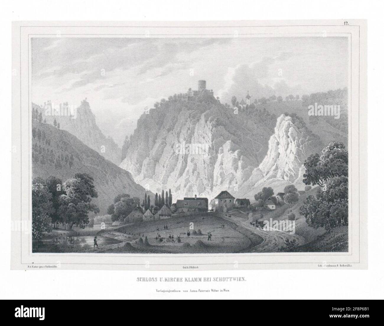 Château et gorge de l'église à Schottswien. Banque D'Images