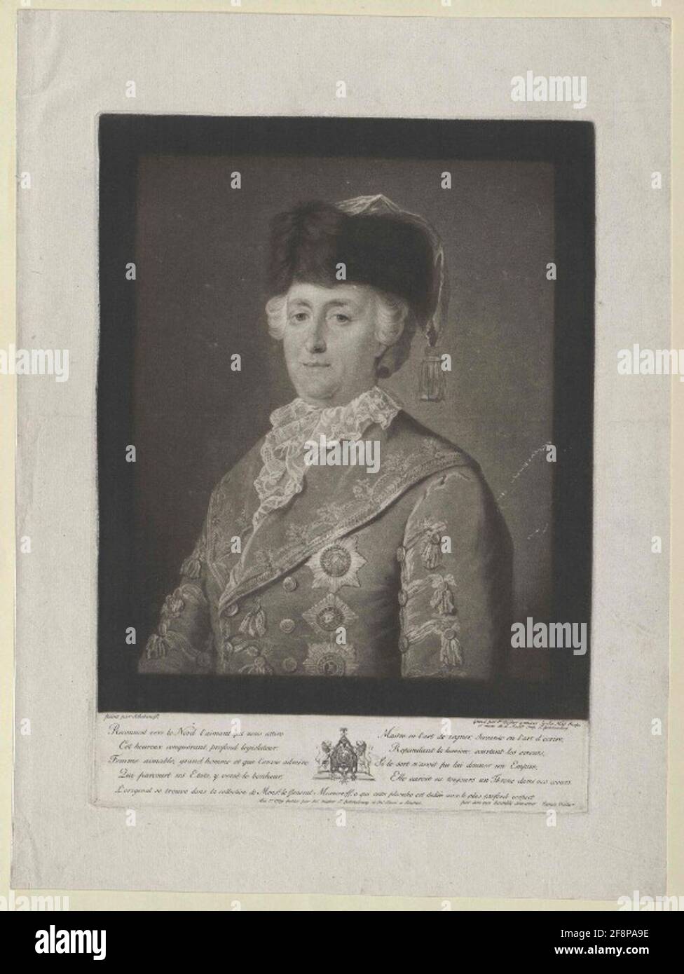 Portrait de l'impératrice Katharina II De la trempe russe de James Walker après la peinture de Michael Schibanoff. Banque D'Images
