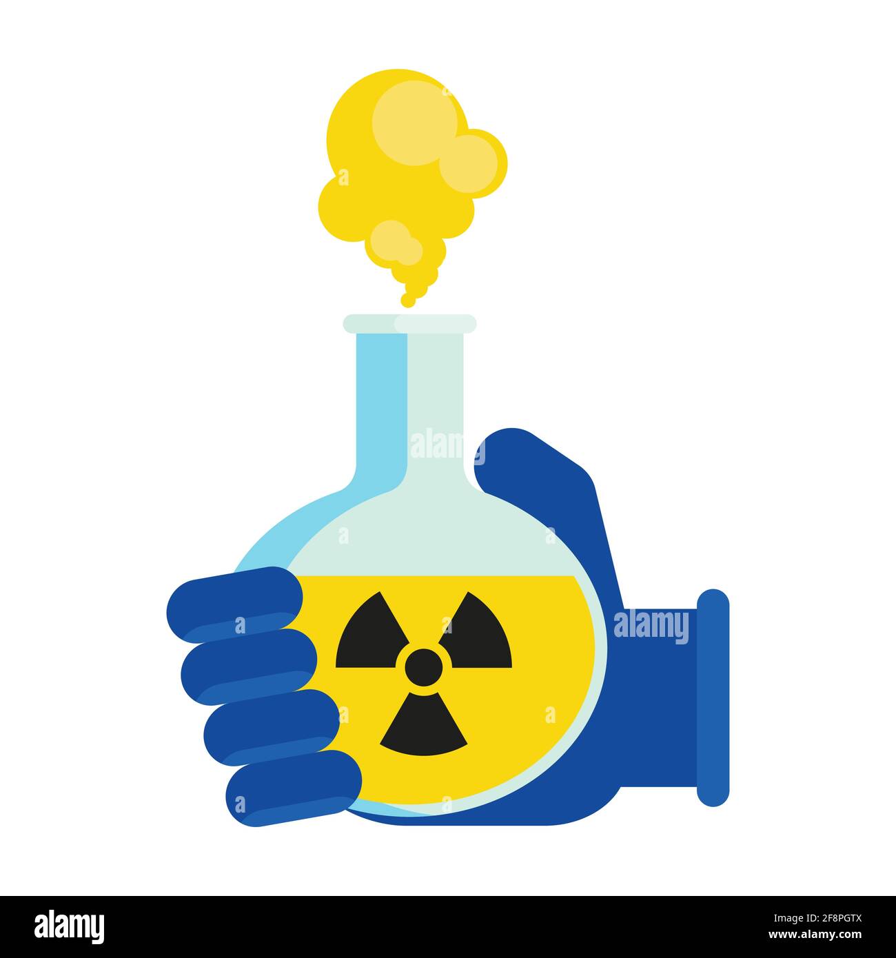 Main dans un gant de protection contenant un flacon contenant des produits chimiques toxiques Illustration de Vecteur
