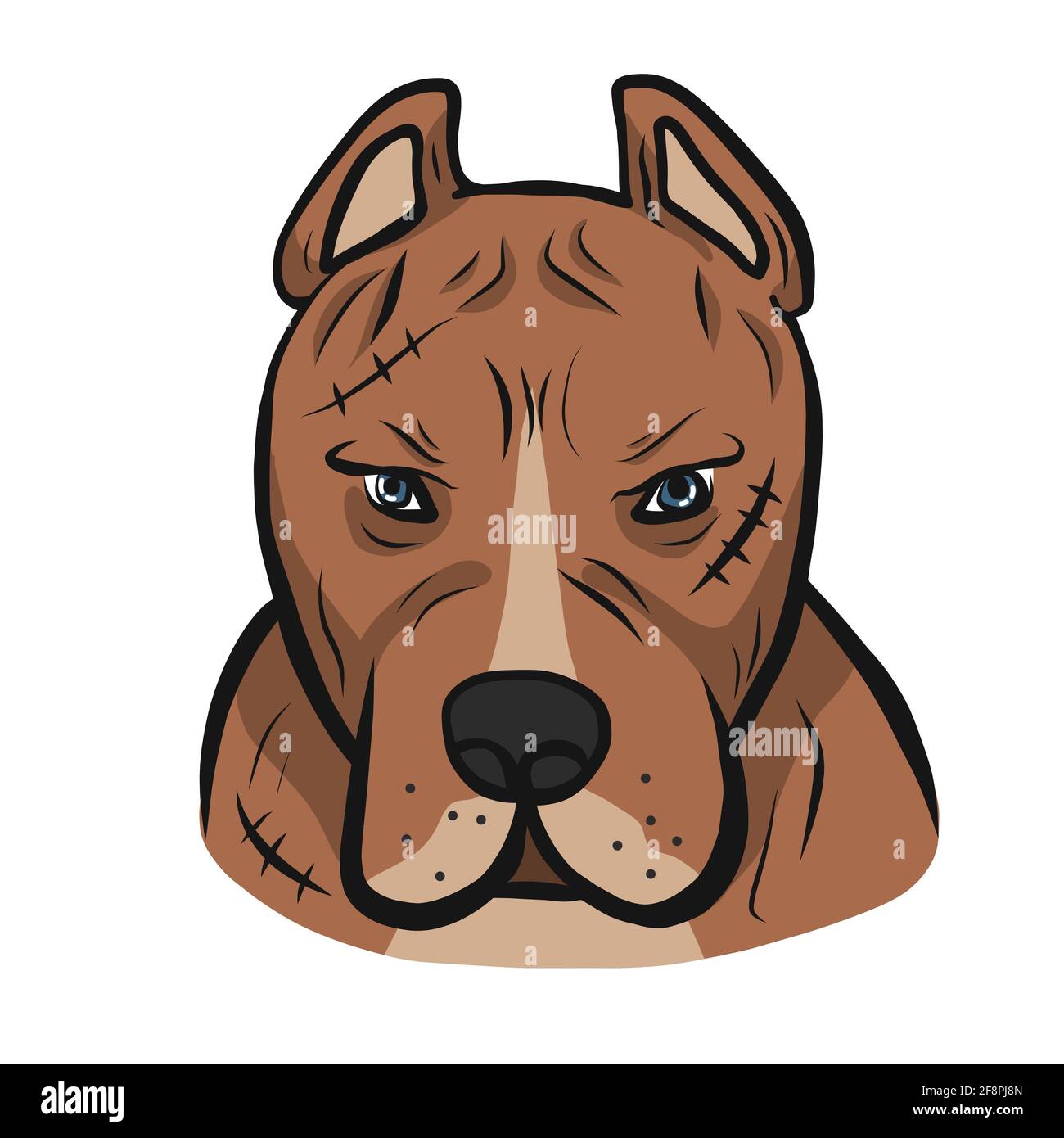 Illustration vectorielle de dessin animé de la face du chien américain PIT-Bull Illustration de Vecteur
