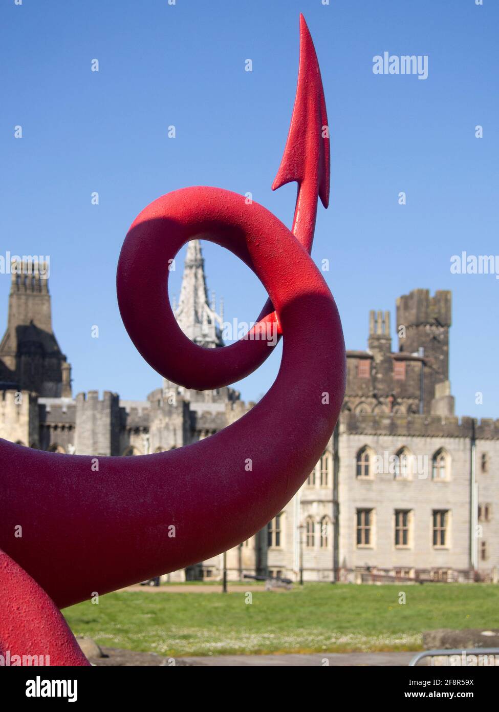 Dragon rouge chinois au château de Cardiff Banque D'Images