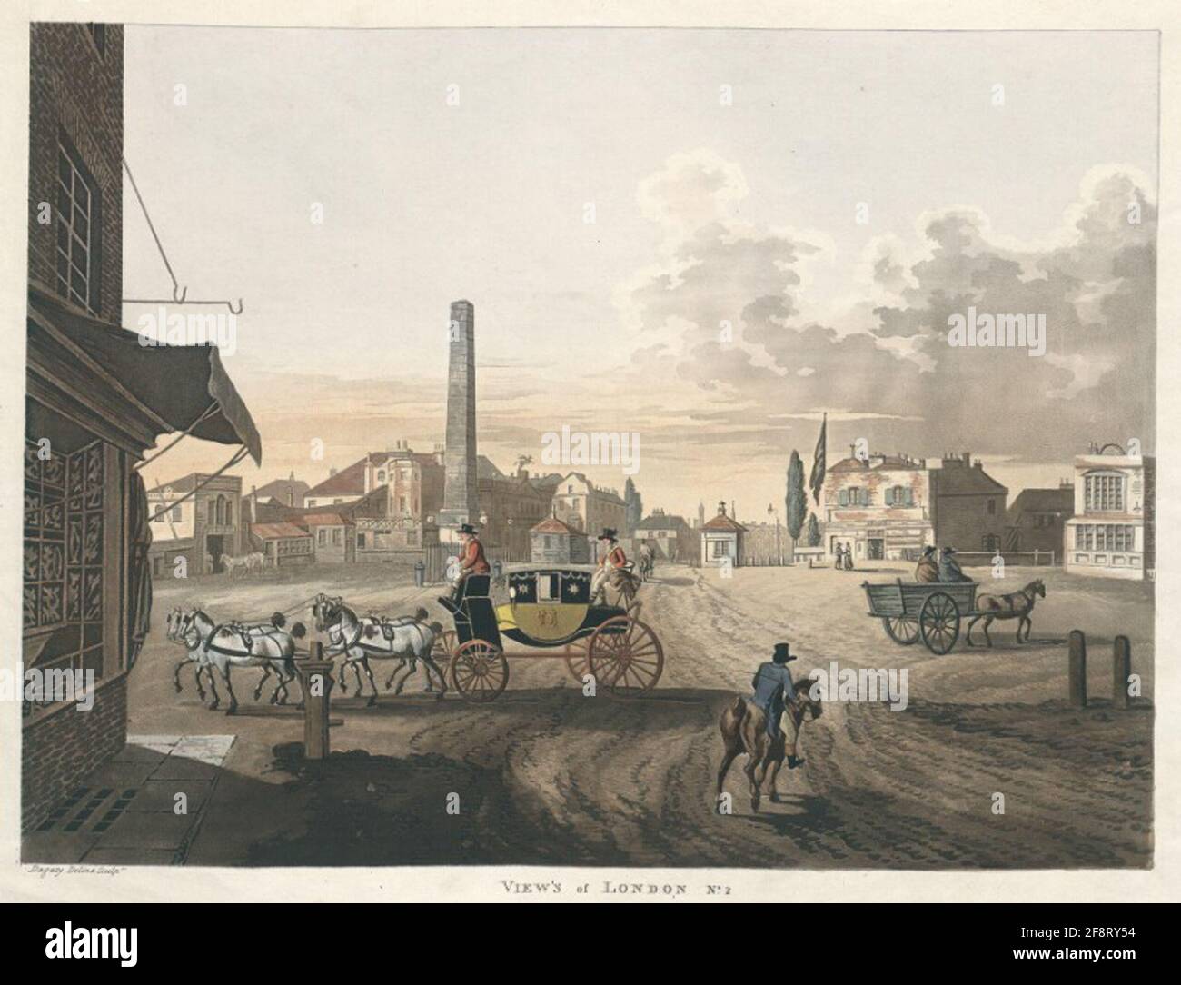 Entrée de la route Saint-Georges de l'autoroute à péage de l'Obélisque avec vue sur le Cirque royal . Banque D'Images