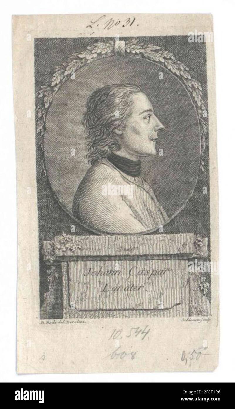 Lavater, Johann Kaspar éditeur: Nicolai, Friedrhaufner: Rode, Bernhardstecher: Schleuen, Johann David (les personnes âgées) maison d'édition: Szczecin Banque D'Images