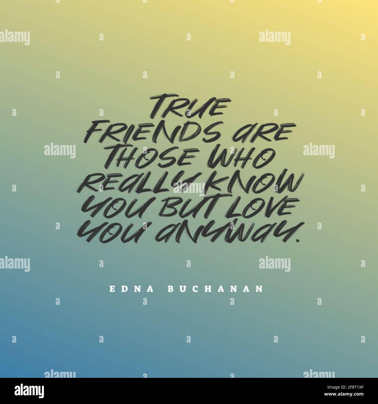 Une Citation D Edna Buchanan Les Vrais Amis Sont Ceux Qui Vous Connaissez Vraiment Mais Vous Aimez De Toute Facon Photo Stock Alamy