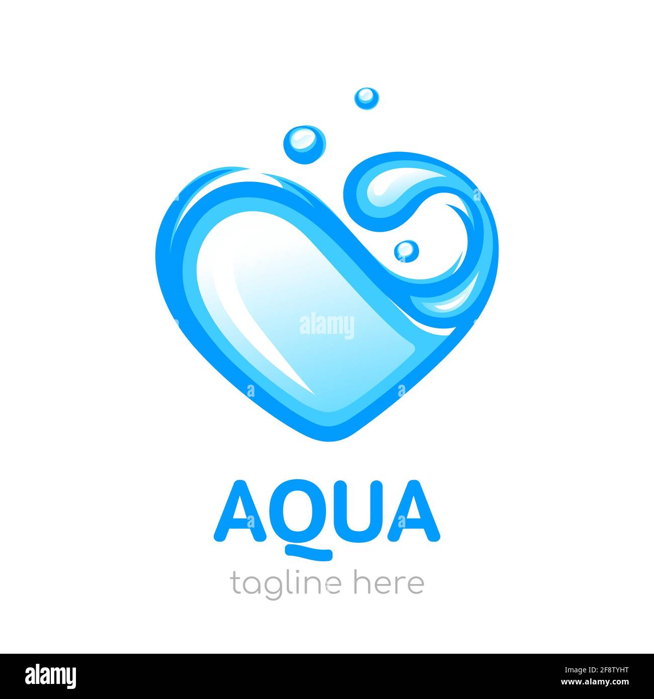 Eau en forme de cœur. Logo Aqua. Concept de l'eau propre. Illustration vectorielle, isolée sur fond blanc Illustration de Vecteur