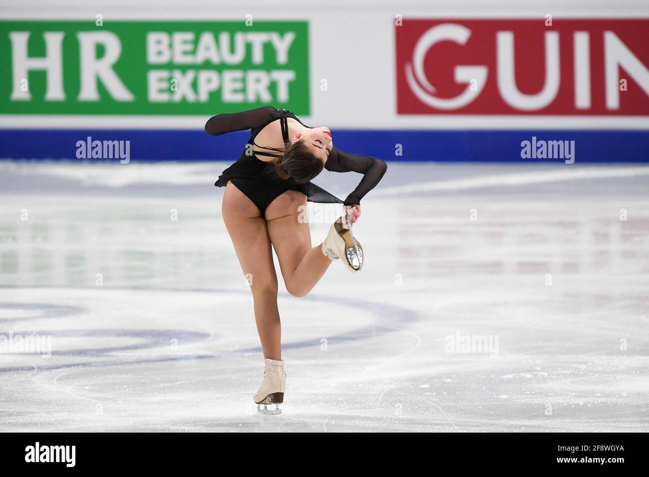 Anastasiia ARKHIPOVA UKR, au cours du programme Ladies Short aux Championnats du monde de patinage artistique 2021 de l'UIP à Ericsson Globe, le 24 mars 2021 à Stockholm, Suède. (Photo de Raniero Corbelletti/AFLO) Banque D'Images