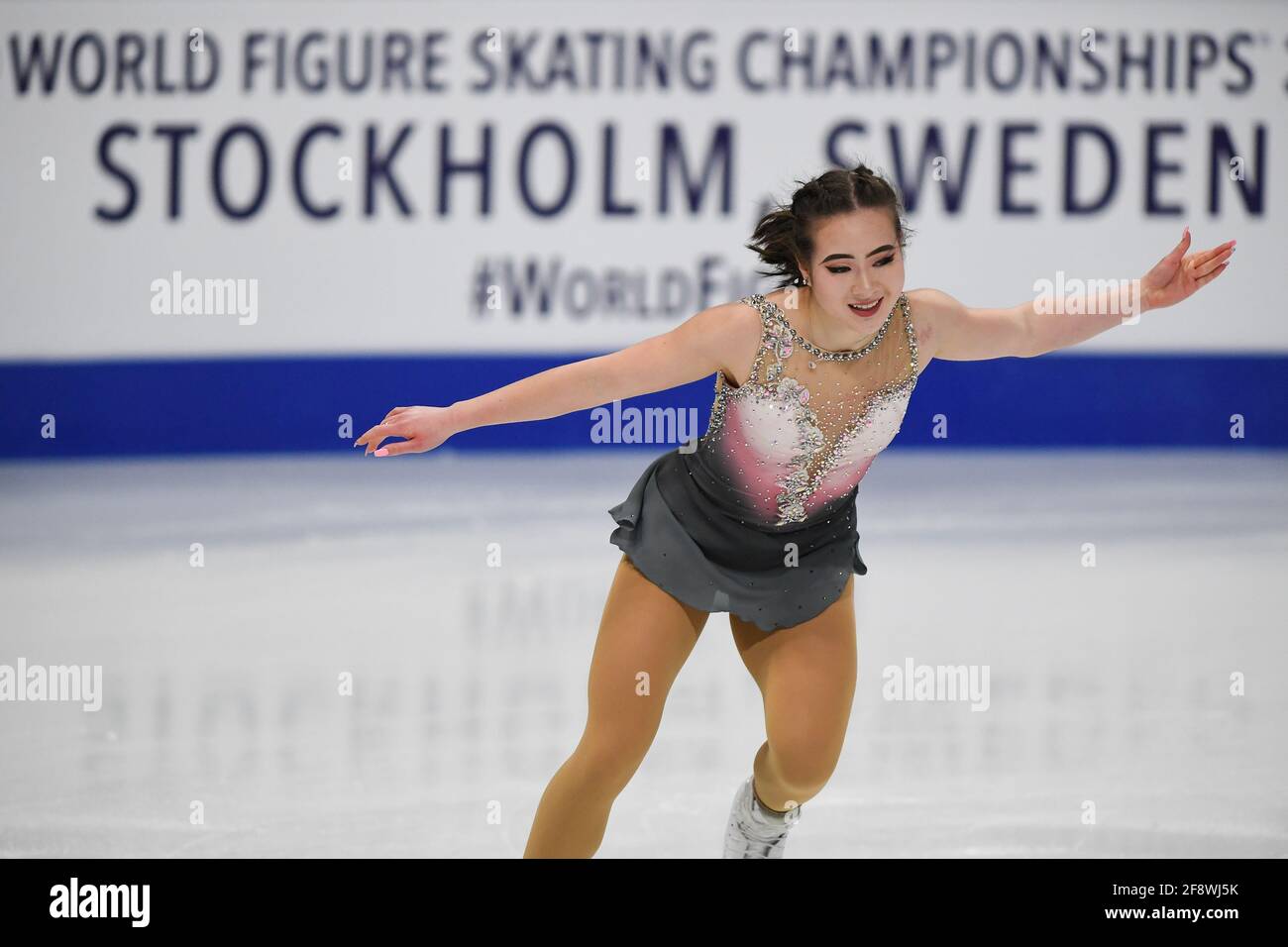 Emily BAUSBACK PEUT, pendant le programme Dames Short aux Championnats du monde de patinage artistique 2021 de l'UIP à Ericsson Globe, le 24 mars 2021 à Stockholm, en Suède. (Photo de Raniero Corbelletti/AFLO) Banque D'Images