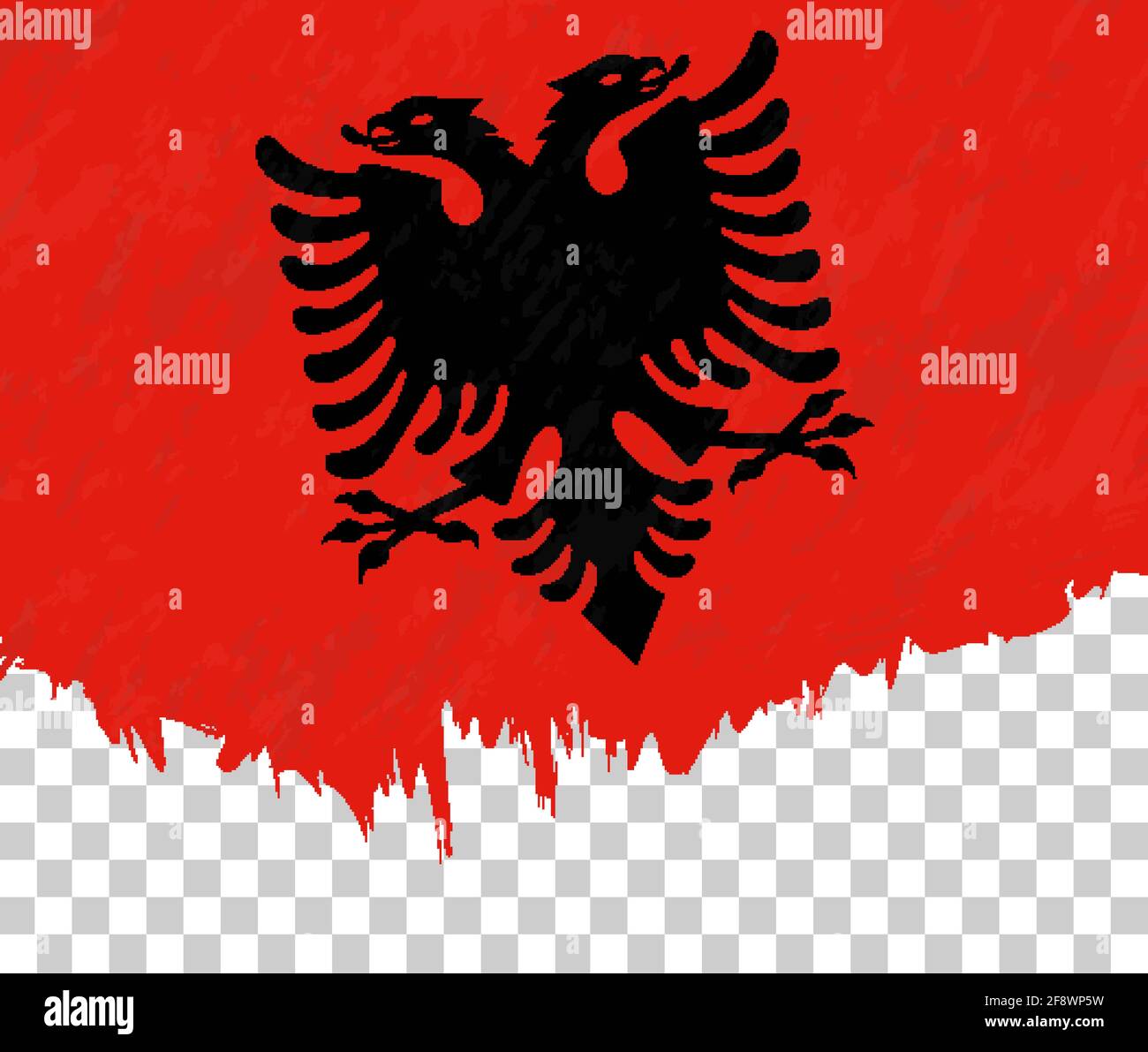 Drapeau de l'Albanie de style grunge sur fond transparent. Drapeau vectoriel texturé de l'Albanie pour la conception verticale. Illustration de Vecteur