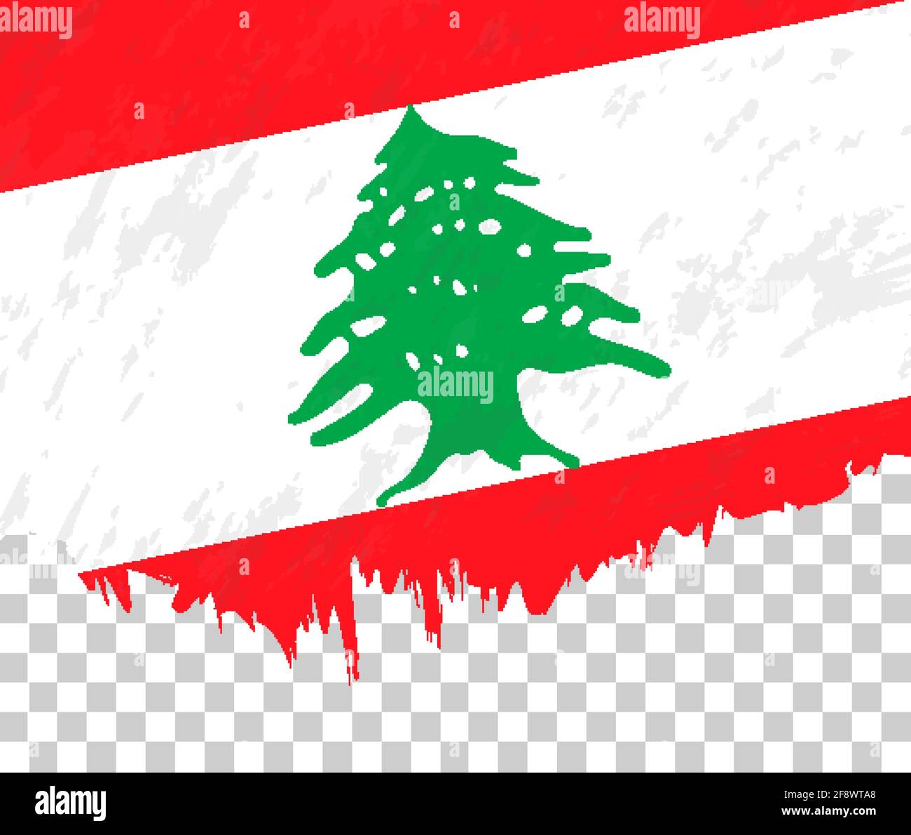 Drapeau du Liban de style grunge sur fond transparent. Drapeau vectoriel texturé du Liban pour une conception verticale. Illustration de Vecteur