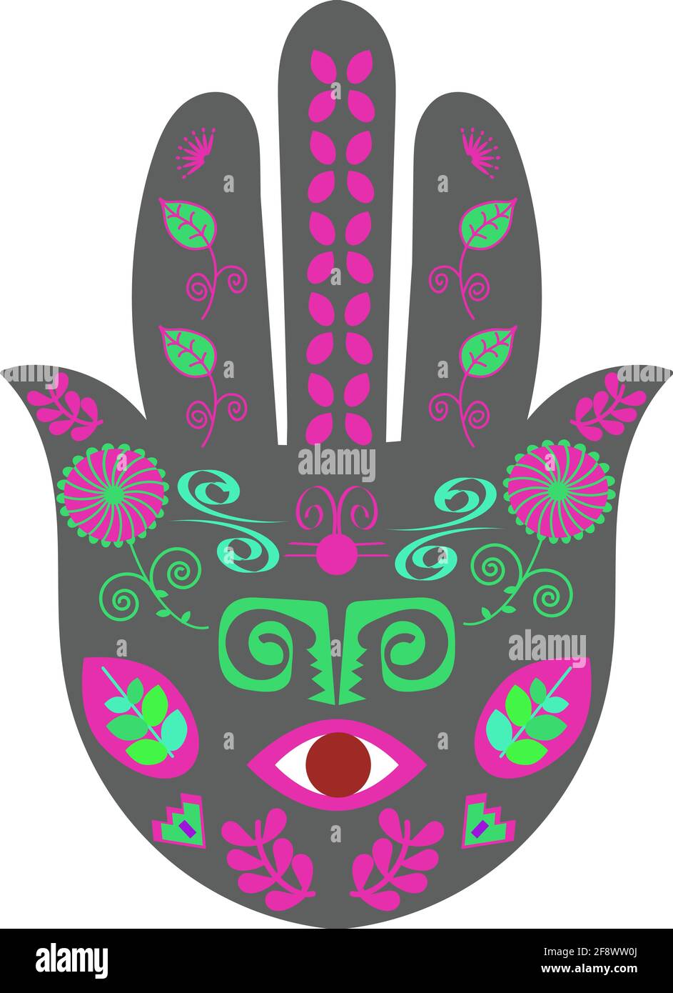 HAMSA Hand art, mauvaise protection oculaire, image d'amulette arabe. Banque D'Images